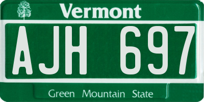 VT license plate AJH697