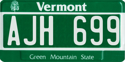 VT license plate AJH699