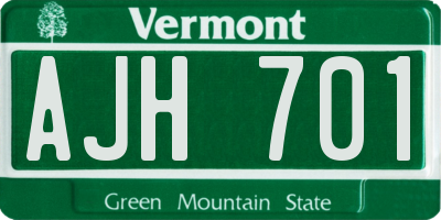 VT license plate AJH701