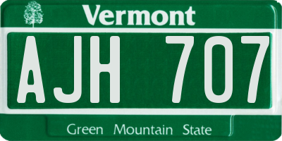 VT license plate AJH707