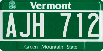 VT license plate AJH712