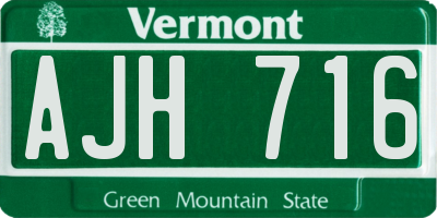 VT license plate AJH716