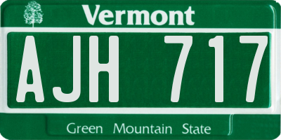 VT license plate AJH717