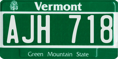 VT license plate AJH718