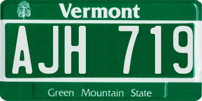 VT license plate AJH719