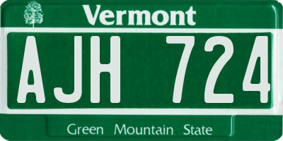 VT license plate AJH724