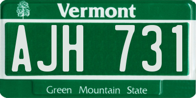 VT license plate AJH731