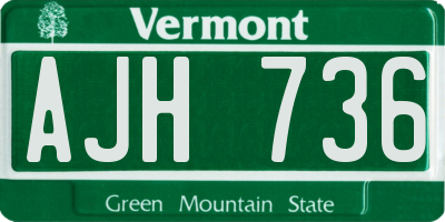 VT license plate AJH736