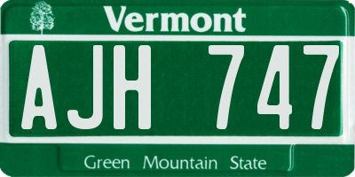 VT license plate AJH747