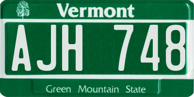VT license plate AJH748
