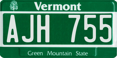VT license plate AJH755