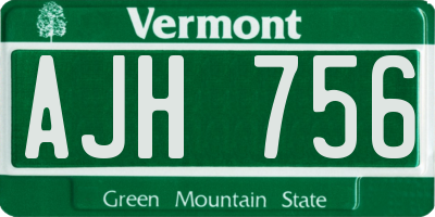VT license plate AJH756