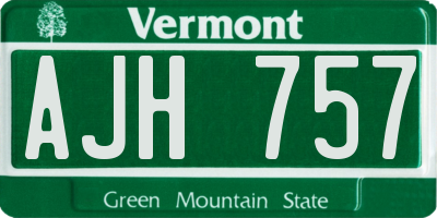 VT license plate AJH757
