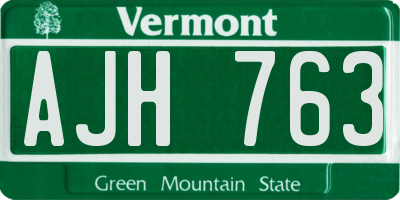 VT license plate AJH763