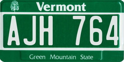 VT license plate AJH764