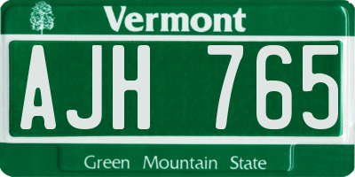 VT license plate AJH765