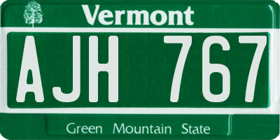 VT license plate AJH767