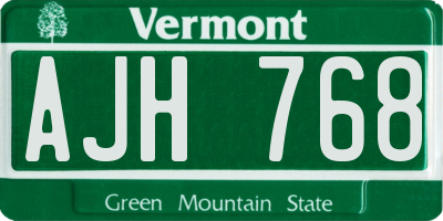 VT license plate AJH768