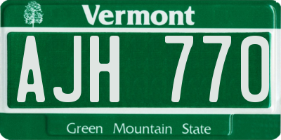 VT license plate AJH770