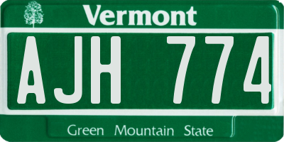 VT license plate AJH774