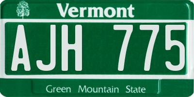 VT license plate AJH775