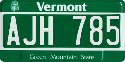 VT license plate AJH785