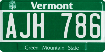 VT license plate AJH786