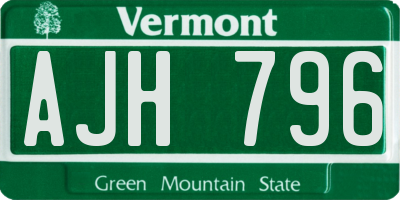 VT license plate AJH796