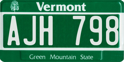 VT license plate AJH798
