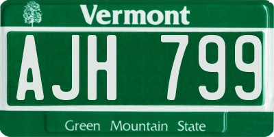 VT license plate AJH799