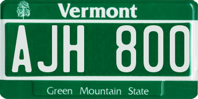 VT license plate AJH800