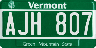 VT license plate AJH807