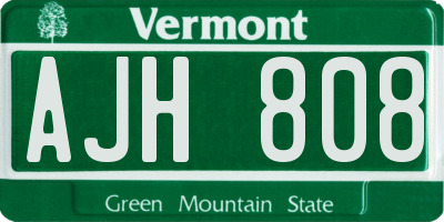 VT license plate AJH808