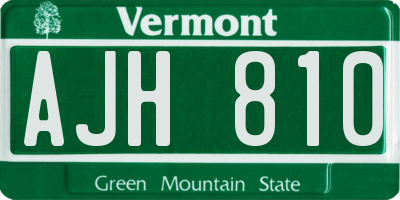 VT license plate AJH810