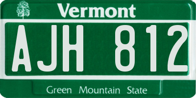 VT license plate AJH812