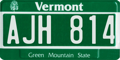 VT license plate AJH814