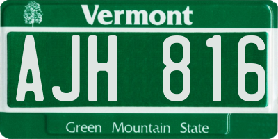 VT license plate AJH816
