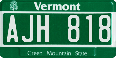 VT license plate AJH818