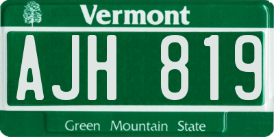 VT license plate AJH819