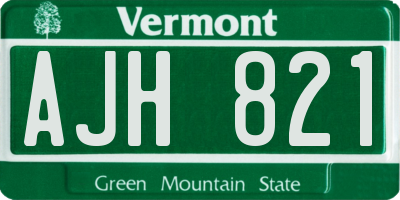 VT license plate AJH821