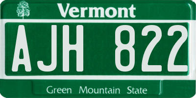 VT license plate AJH822