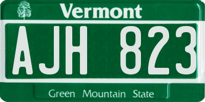 VT license plate AJH823