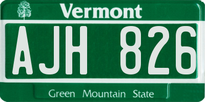 VT license plate AJH826