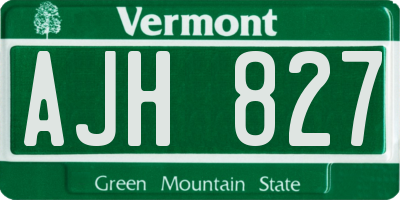 VT license plate AJH827