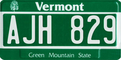 VT license plate AJH829