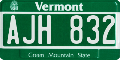 VT license plate AJH832