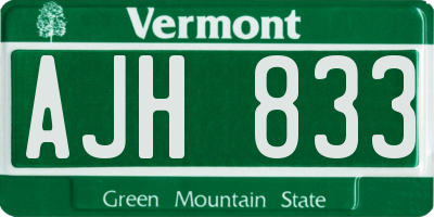 VT license plate AJH833