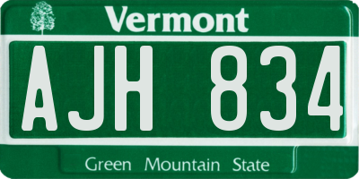 VT license plate AJH834