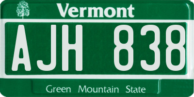 VT license plate AJH838