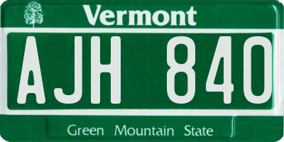 VT license plate AJH840
